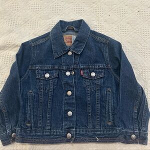 Vintage Levis Denim Jacket Youth Size 5 Dark Wash Button Trucker USA Made